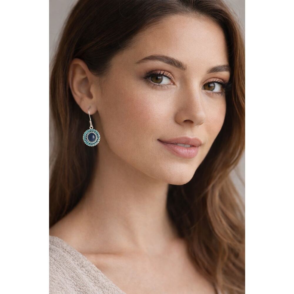 Boho Turquoise Circle Drop Earrings – Lightweight Statement Style